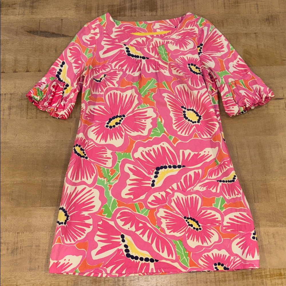 Lilly Pulitzer Pink Silk Floral Print Dasha Dress Size 2 Easter Spring Preppy